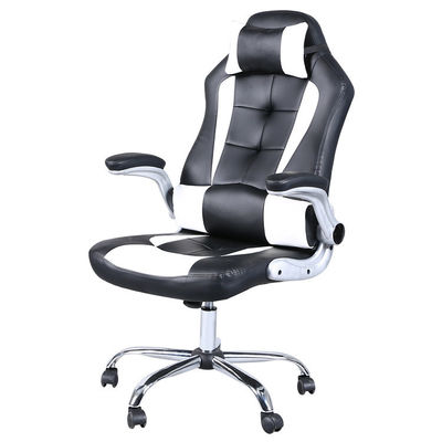 Contemporary Design Style Gaming Chair met hoofdsteun en verstelbare armleuningen Wit