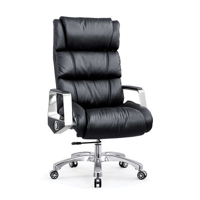 Boss Office Supplies Zwarte High Back Office Chair Echt leer en OEM voor Company