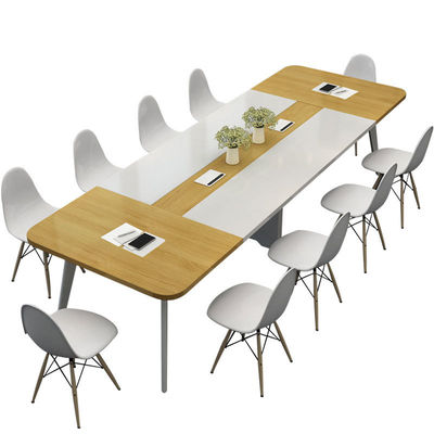 Moderne eenvoudige lange tafel in houten stijl PANEL Conferentietafel voor bedrijfsopleiding