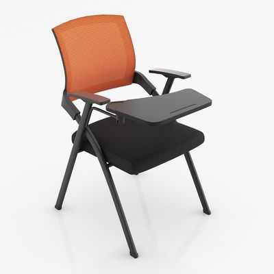 kantoor gepoleerde opvouwbare trainingsstoel met mesh schrijfblok en tabletarm
