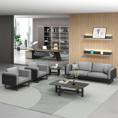 Lichte luxe Italiaanse moderne lederen bank Koffietafel Set voor kantoor