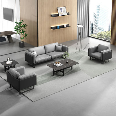 Lichte luxe Italiaanse moderne lederen bank Koffietafel Set voor kantoor