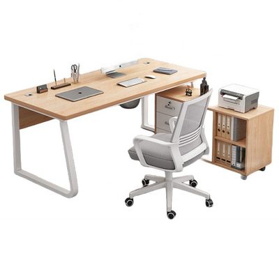 Bedrijfsmeubelen Eenvoudig modern houten bureau bureau en stoel met archiefkast