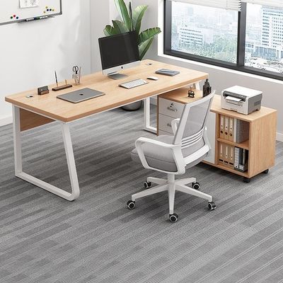 Bedrijfsmeubelen Eenvoudig modern houten bureau bureau en stoel met archiefkast