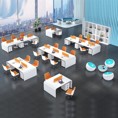 Postverpakking Moderne eenvoudige witte lak Bureau voor 4 personen in kantoorontwerp