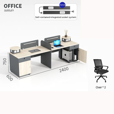 Solid Wood Style 6-4 Personen Dubbele zitplaats Tafel Werkstation Computertafel en stoel Set
