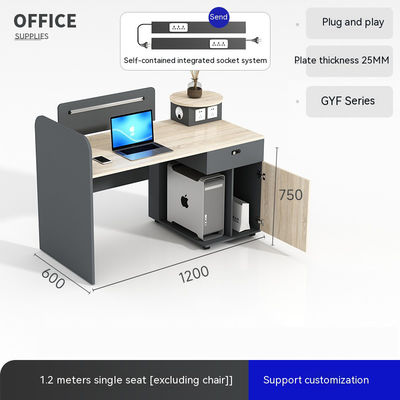 Solid Wood Style 6-4 Personen Dubbele zitplaats Tafel Werkstation Computertafel en stoel Set