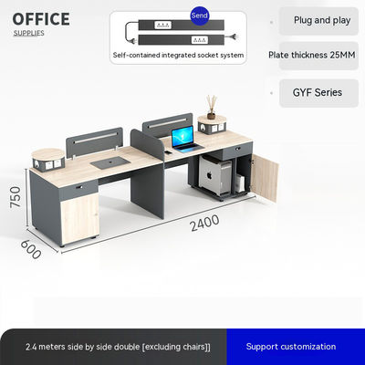 Solid Wood Style 6-4 Personen Dubbele zitplaats Tafel Werkstation Computertafel en stoel Set