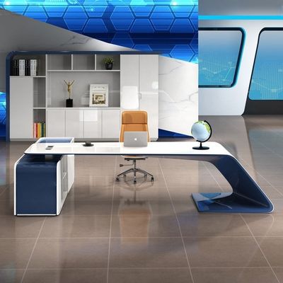 Moderne kantoorwerkstation Fruniture L-vormige Executive Boss Desk met zijkast