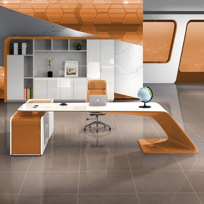 Moderne kantoorwerkstation Fruniture L-vormige Executive Boss Desk met zijkast