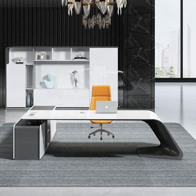 Moderne kantoorwerkstation Fruniture L-vormige Executive Boss Desk met zijkast