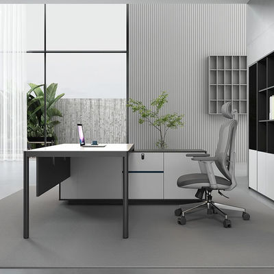 Moderne L-vormige PANEL Hout Administratief kantoormeubel Schrijftafel en stoel voor baas CEO