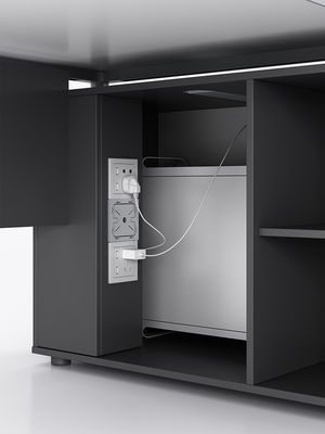 Moderne L-vormige PANEL Hout Administratief kantoormeubel Schrijftafel en stoel voor baas CEO