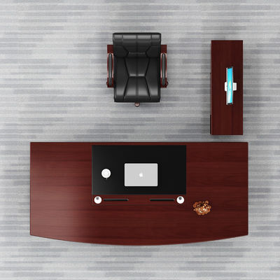 Houten kantoor set voor bureau en stoel in vintage mahonie