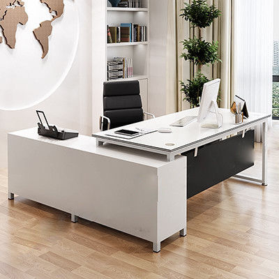 Moderne eenvoudige stijl MDF materiaal L-vorm baas CEO kantoor bureau Executive bureau met kast