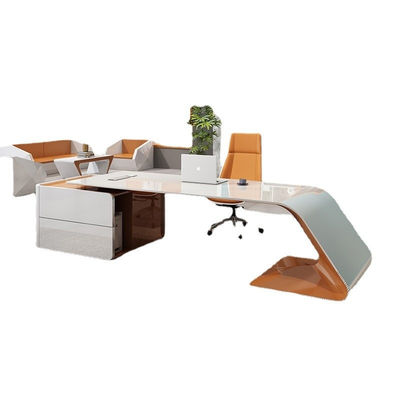 Office meubels Luxe Design Glanzend Executive Desk met L-vorm en lange grootte kast