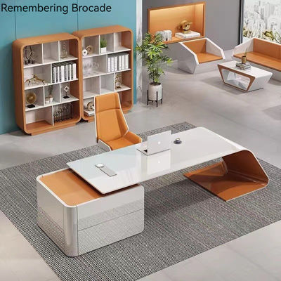 Office meubels Luxe Design Glanzend Executive Desk met L-vorm en lange grootte kast