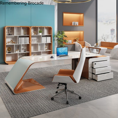 Office meubels Luxe Design Glanzend Executive Desk met L-vorm en lange grootte kast