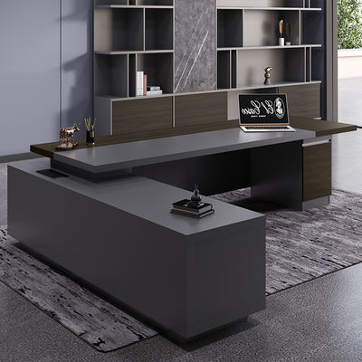 Moderne kantoor bureau baas bureau einde L-vormige computer bureau met 50 mm dikte tafelblad