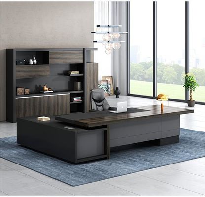 Moderne kantoor bureau baas bureau einde L-vormige computer bureau met 50 mm dikte tafelblad