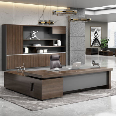 Op maat gemaakte kleuren Luxe L-vorm Houten Executive Office Tafel voor Boss Manager Directeur