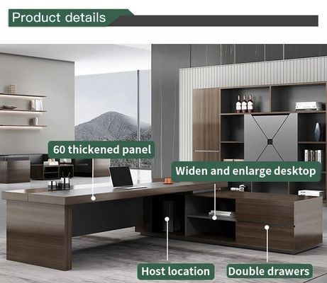 Op maat gemaakte kleuren Luxe L-vorm Houten Executive Office Tafel voor Boss Manager Directeur