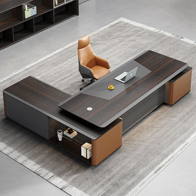 Moderne kantoormeubelen 50 mm Tischtop Dikte Houten bureau met laden