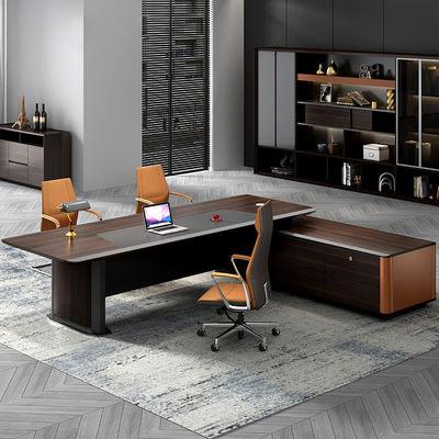 Moderne kantoormeubelen 50 mm Tischtop Dikte Houten bureau met laden