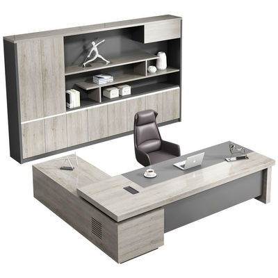 50 mm dikte tafeltop luxe moderne houten L-vorm baas manager directeur kantoor tafel