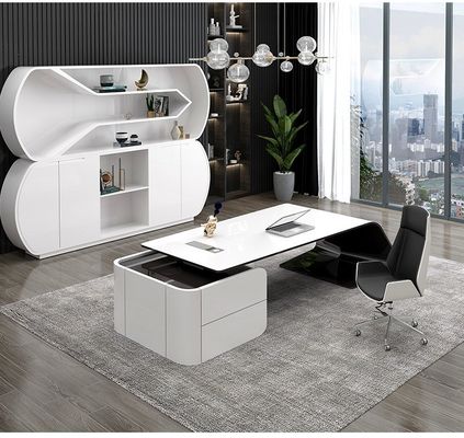 Uitvoerend voorzitter Manager Desk L-vormige MDF Baking Vernis Office Computer Tafel