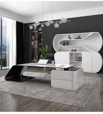 Uitvoerend voorzitter Manager Desk L-vormige MDF Baking Vernis Office Computer Tafel