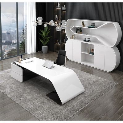 Uitvoerend voorzitter Manager Desk L-vormige MDF Baking Vernis Office Computer Tafel