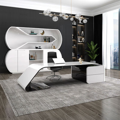 Uitvoerend voorzitter Manager Desk L-vormige MDF Baking Vernis Office Computer Tafel
