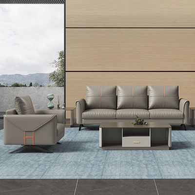 Chinese stijl drie zitplaatsen sectioneel sofa koffie tafel combo set voor zakelijke receptie