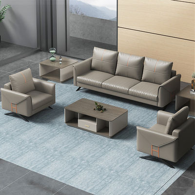 Chinese stijl drie zitplaatsen sectioneel sofa koffie tafel combo set voor zakelijke receptie