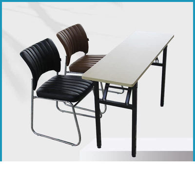 Houten stijl PANEL Opvouwbaar bureau en stoelen voor kantoormeubilair Moderne conferentietafel