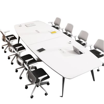 Eenvoudige moderne ovale conferentietafel en stoel combinatie voor witte onderhandelingsruimte