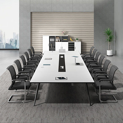 Houten kantoormeubilair op maat Luxe witte vergadertafel Moderne vergaderruimte Tafel 10