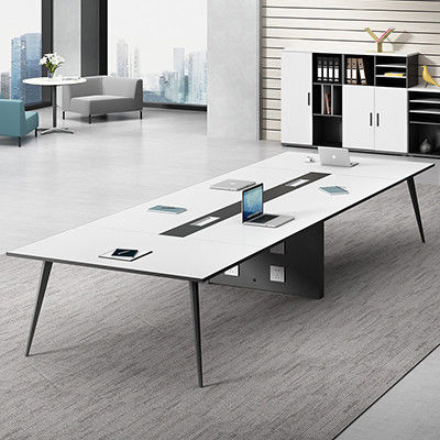 Houten kantoormeubilair op maat Luxe witte vergadertafel Moderne vergaderruimte Tafel 10