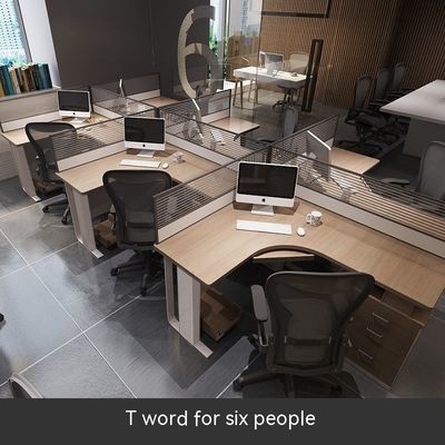 Eenvoudig modulair paneel computer kantoor cubicle werkstation voor 2 4 6 personen bureauontwerp