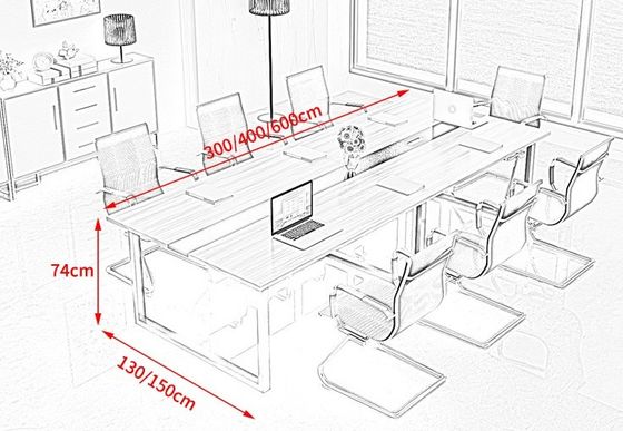 Afsluiting van de vergaderzaal, vergaderzaal, conferentietafel met bijpassende stoelen, klant vereist.