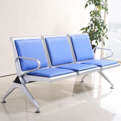 Moderne metalen roestvrij staal lederen stoelen met een vaste rij