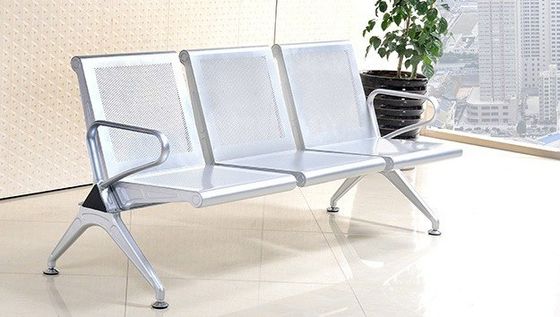 Moderne metalen roestvrij staal lederen stoelen met een vaste rij
