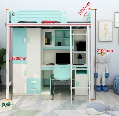 Hotel Staal Bunk Bed Met Schrijftafel Trappen Door de klant verstrekt en Moderne slaapkamermeubilair