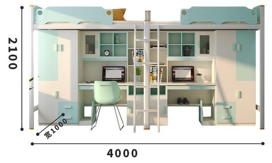 Hotel Staal Bunk Bed Met Schrijftafel Trappen Door de klant verstrekt en Moderne slaapkamermeubilair