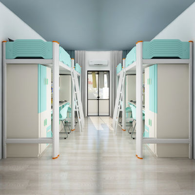 Hotel Staal Bunk Bed Met Schrijftafel Trappen Door de klant verstrekt en Moderne slaapkamermeubilair