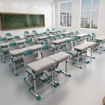 Moderne ontwerp studie terugkoppelbare verstelbare bureau en stoel set voor school thuisopleiding