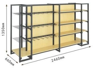 Vierkolom combinatie-displayrek voor supermarkten, apotheken en papierenwinkels