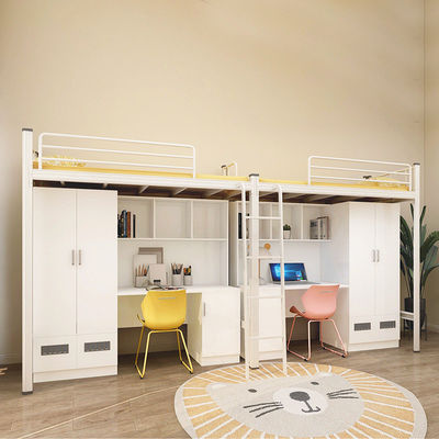 Postverpakking Y Modern School Slaapkamer Meubelen Set Loft Metalen Bunk Bed Met Schrijfbord