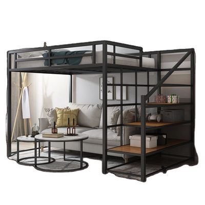 Banister Stairs Double Loft Bed met metalen frame en Space Capsule Hotel Bed Cabinet